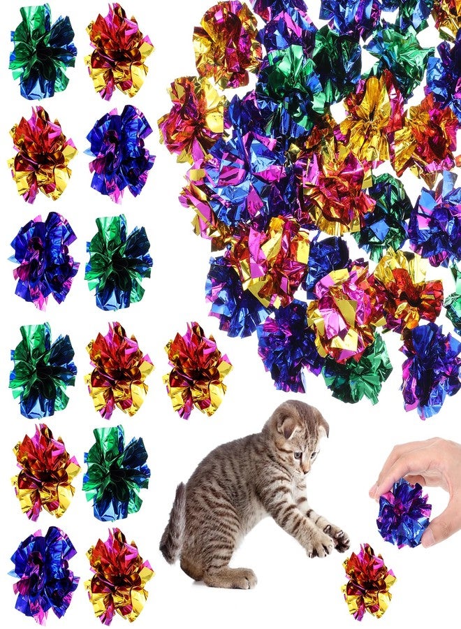SHENLIU Crinkle Balls for Cats, 100 Pcs Colorful Cat Toys Crinkle Ball Interactive Foil Cat Toy Balls for Indoor Kittens to Keep Fit Active - Image 1